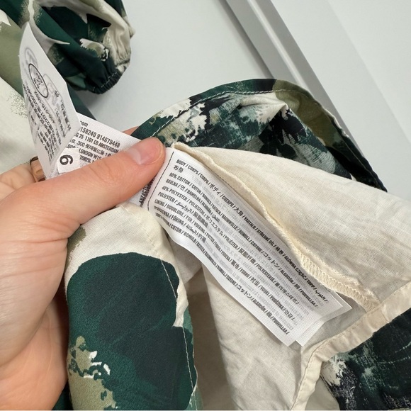 Abercrombie & Fitch Emerson Poplin Puff Sleeve Mini Dress Green Floral Sz M Tall - Picture 13 of 15
